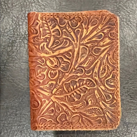 Ashland Tan Floral Leather Wallet - Picture 1 of 5